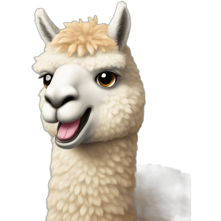 Full size alpaca with a dinosaur head emoji