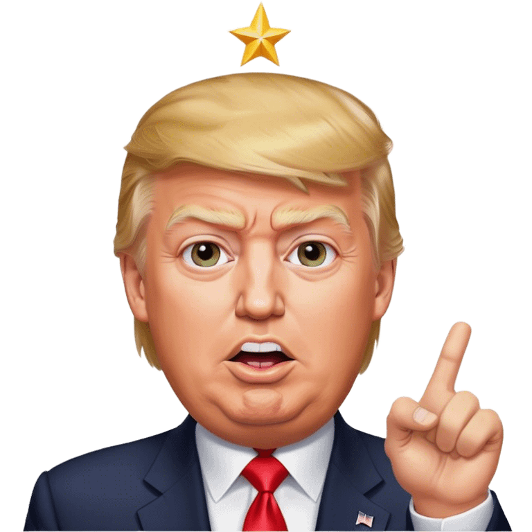 Super-realistic Donald Trump shows victory, realistic face emoji