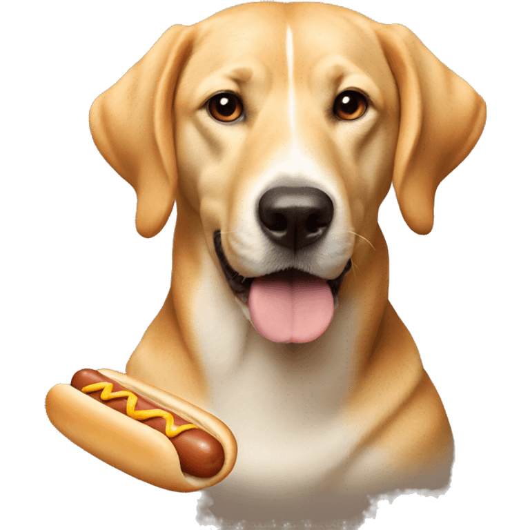 A dog eats hot dog emoji