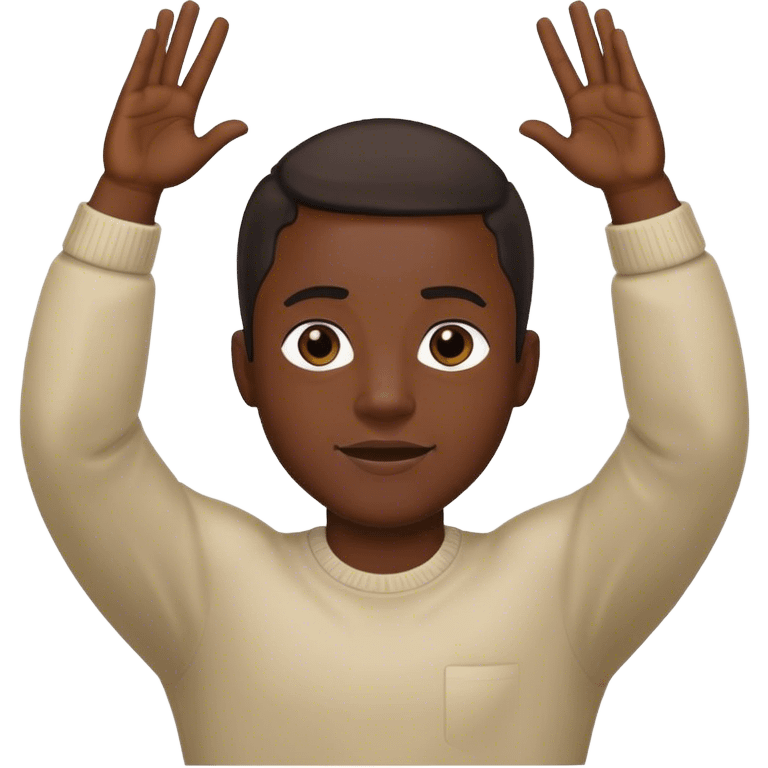 Black man putting his hands up emoji