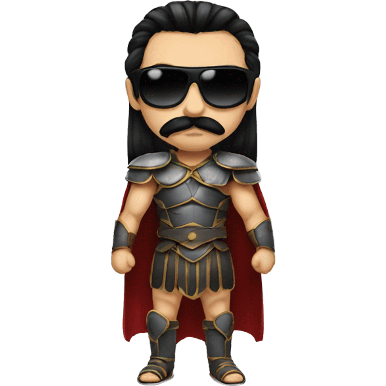 gladiator with long straight black hair, black moustache and sunglasses emoji