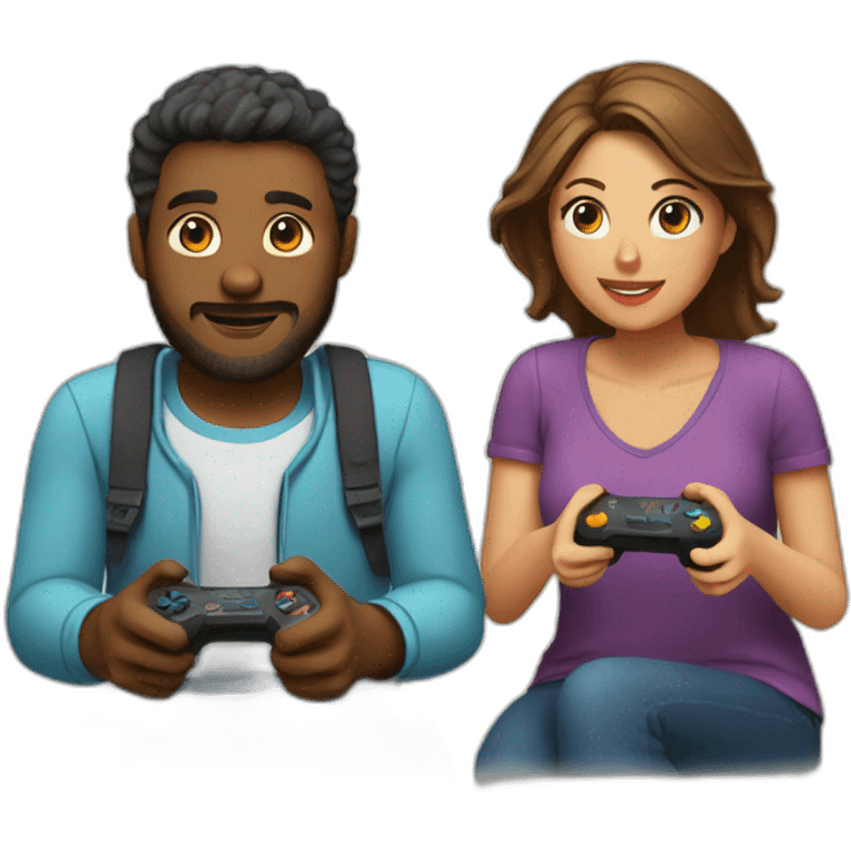 couple playing video game together emoji