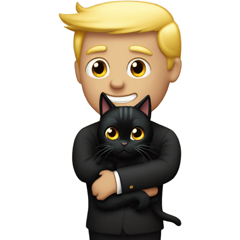 trump hugging black cat emoji