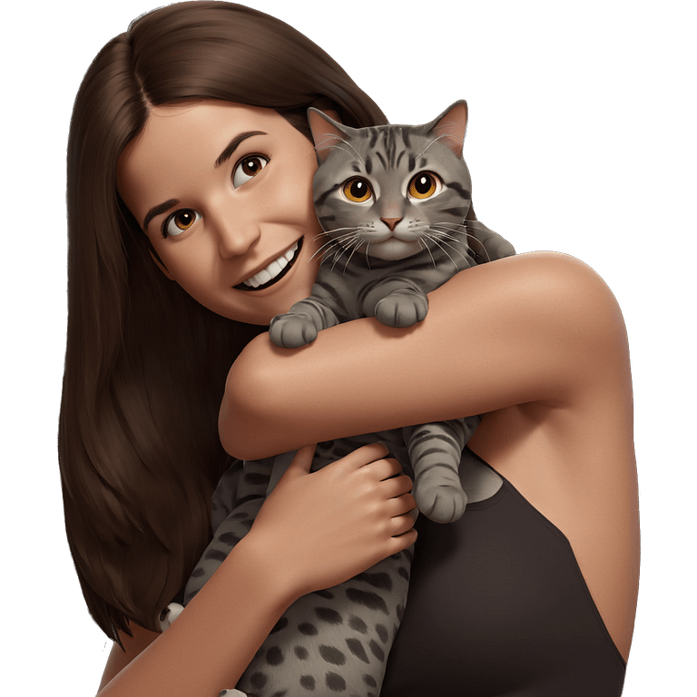 happy girl with her cat emoji