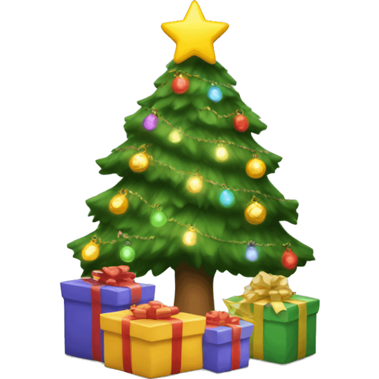 christmas tree with presents and lights  emoji