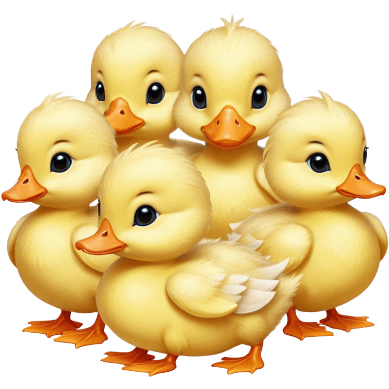 Cute, Disney-style fluffy pale yellow baby ducklings  emoji