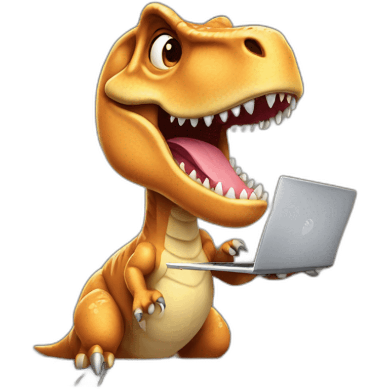 t-rex using laptop emoji