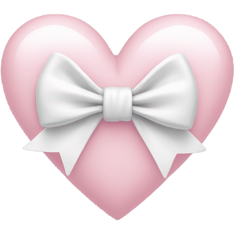 Pastel pink heart with white bow emoji