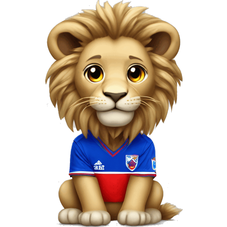 Baby lion with Universidad de Chile soccer team jersey U emoji