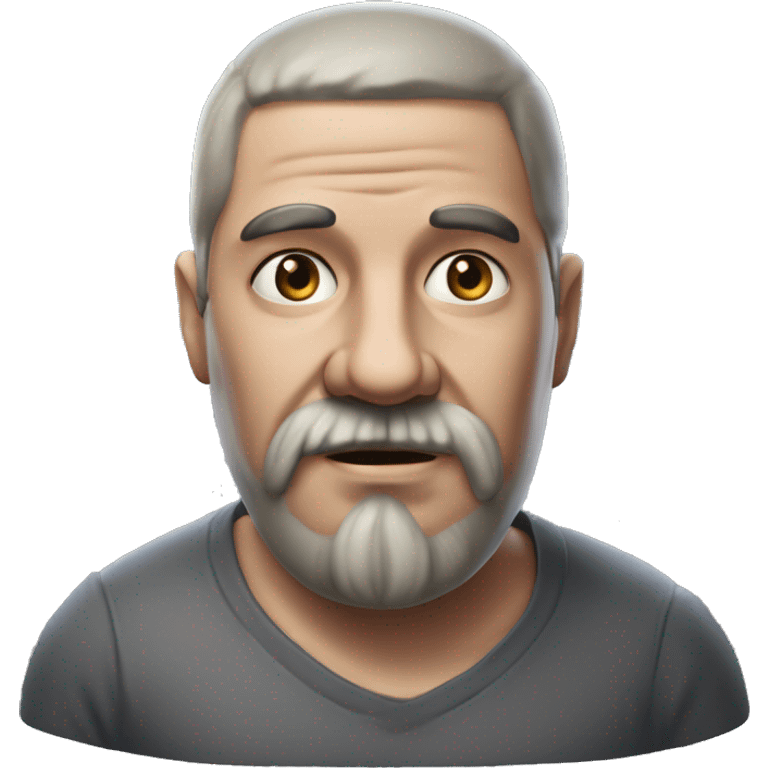 Photorealism A plump man of Slavic appearance with litle eyes with a goatee beard and mustache, with a short haircut, big detailed face, wrinkled face emoji