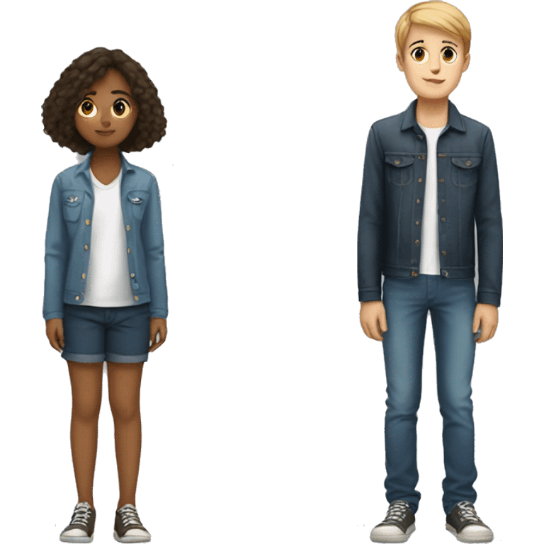 Long height boy looking at a short height girl emoji