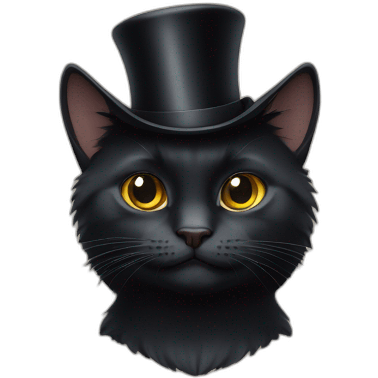 All black cat wearing a top hat emoji