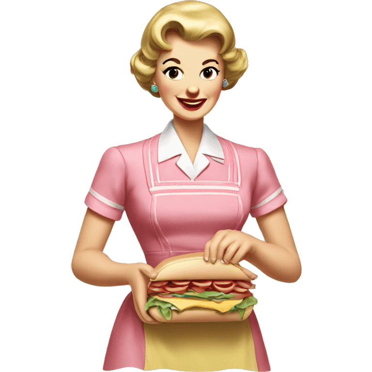 1950s Housewife making sandwich emoji