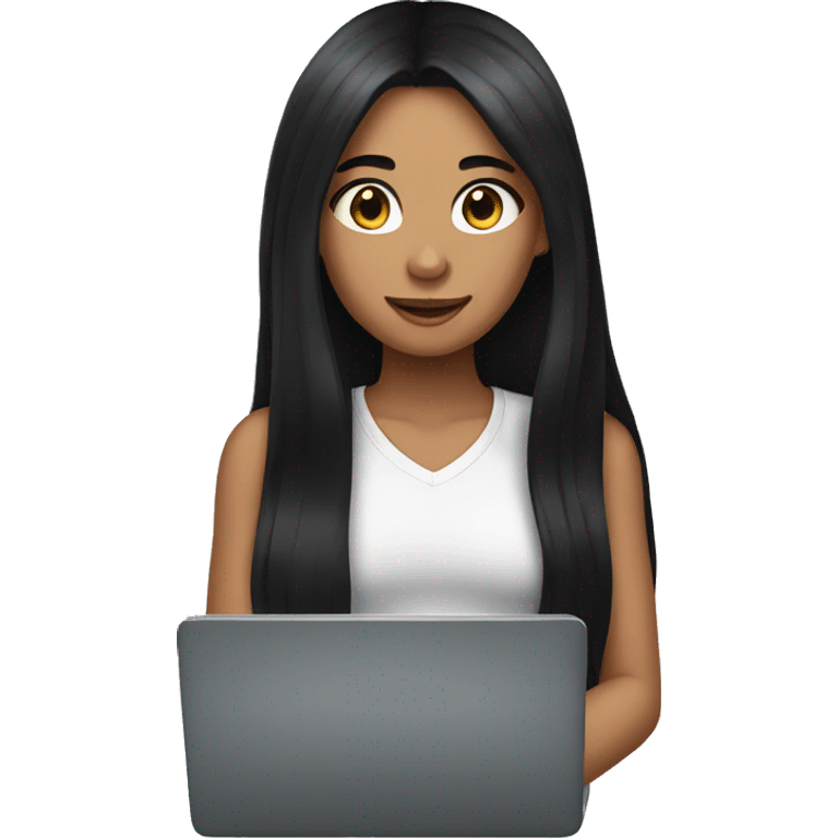 girl with long black hair with laptop emoji