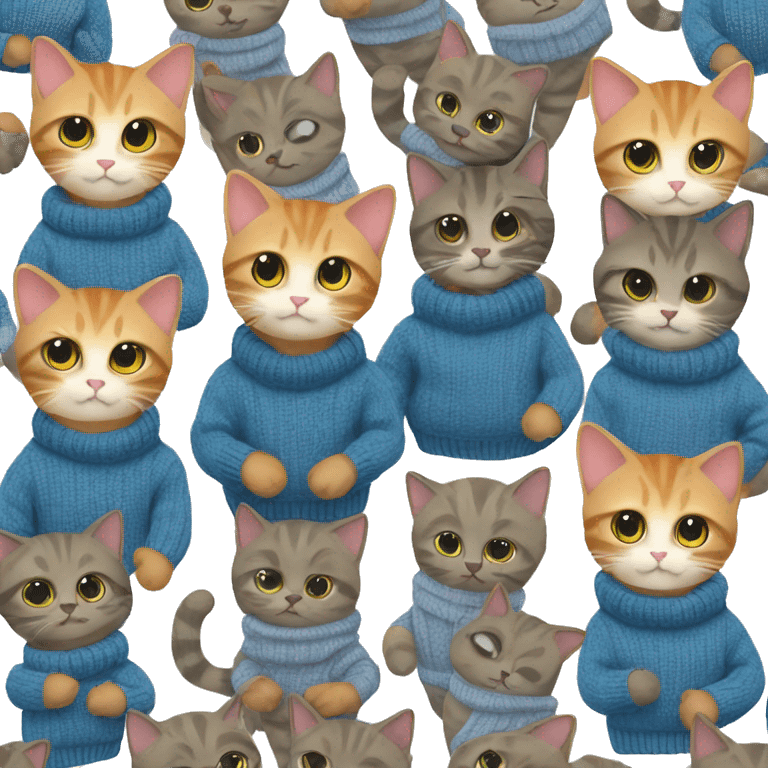 Tiny cats in sweaters, tight emoji