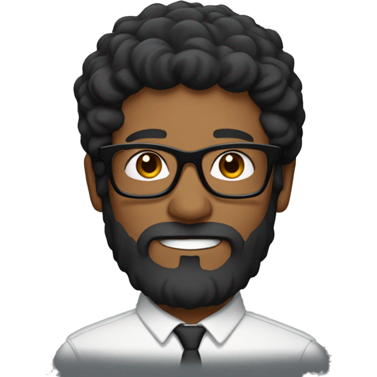 Man with red beard, black glasses, pronounced chin and black middle long hair emoji