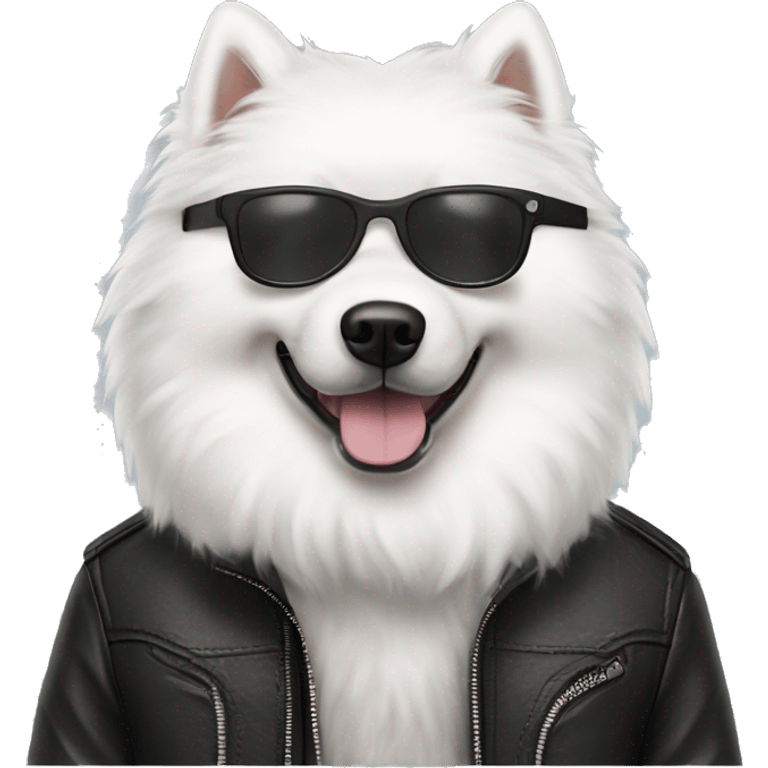 Samoyed dong wearing a leather jacket with black glasses  emoji