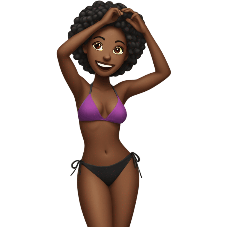 1 Black woman in a bikini dancing. emoji