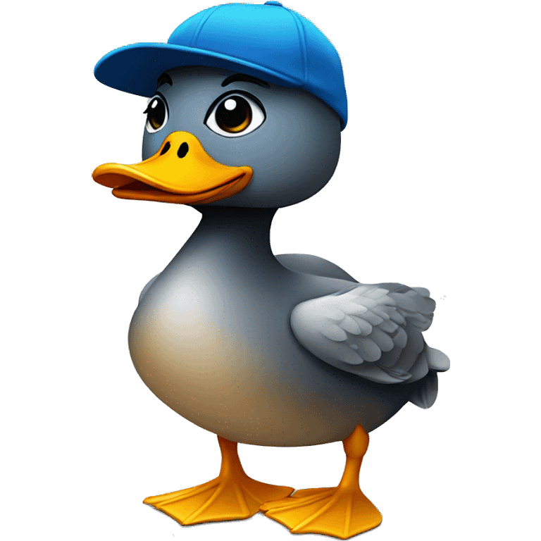 duck with sunglasses wearing a blue hat emoji