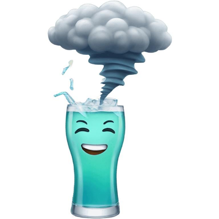 Tornado with a smile drinking gin emoji