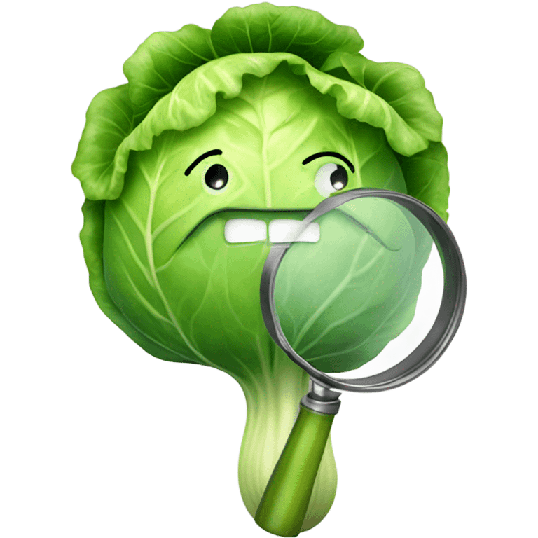 happy cabbage hold magnifying glass emoji