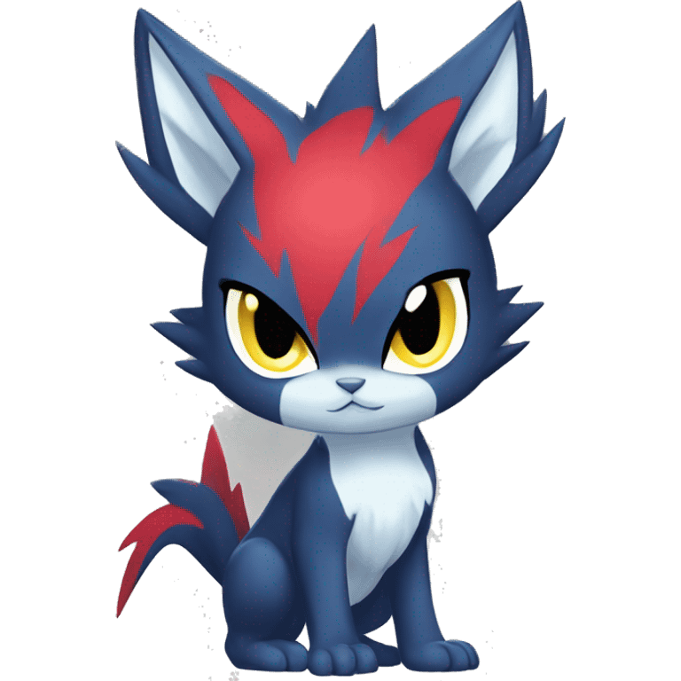 Edgy Cool Chibi Sneasel-Quilava-Absol-Pokémon-fusion-cat Full Body emoji