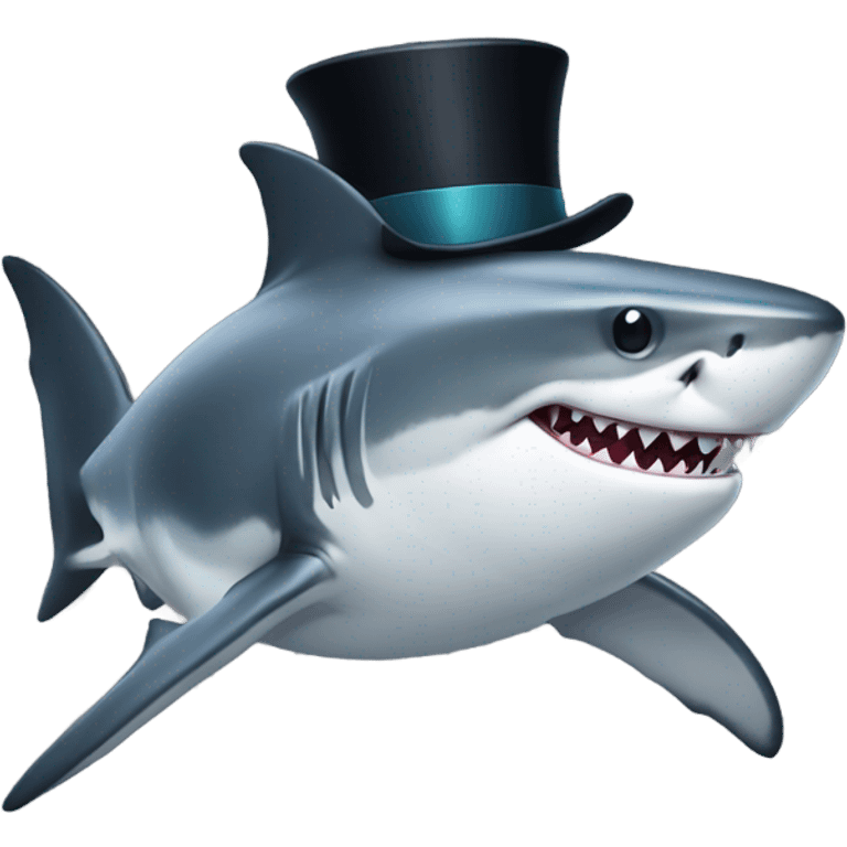 Shark with a top hat emoji