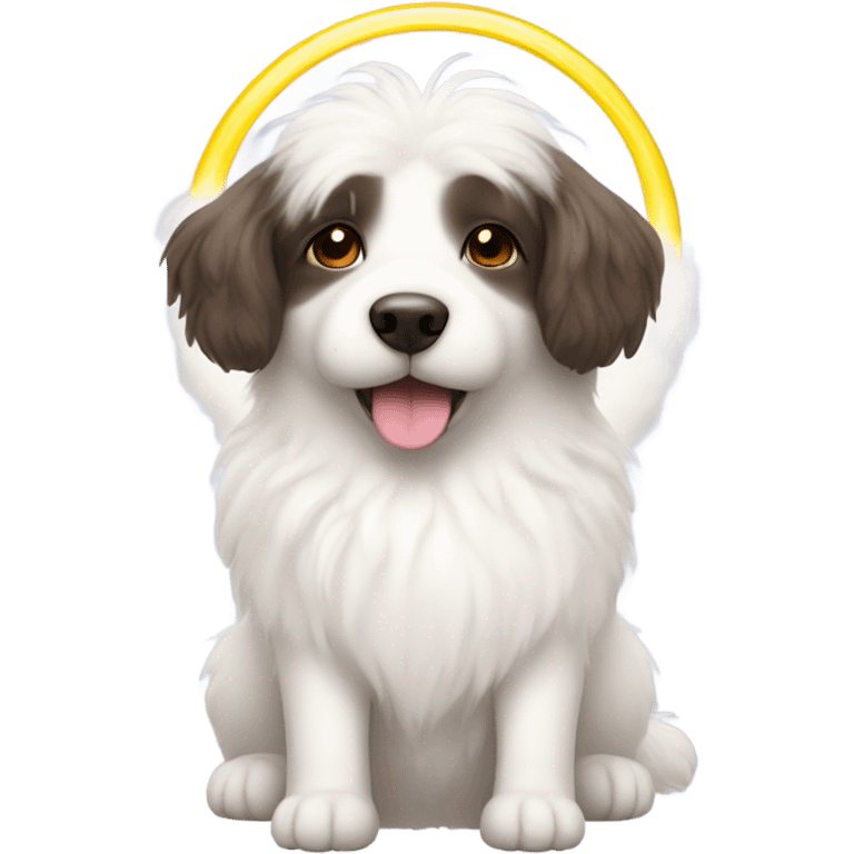 Cute White fluffy dog with halo over head  emoji