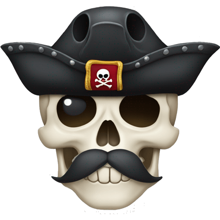 skull with a mustache with an eye patch in a pirate cocked hat emoji