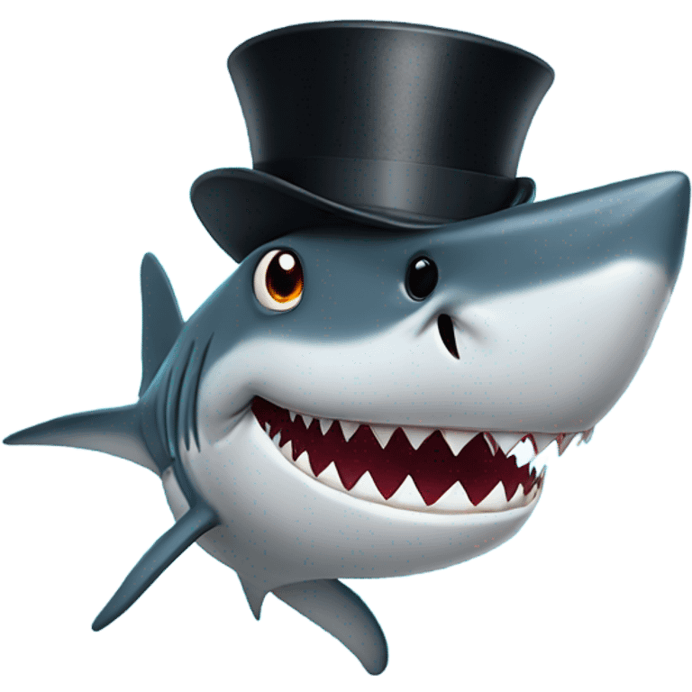 Shark with a top hat emoji