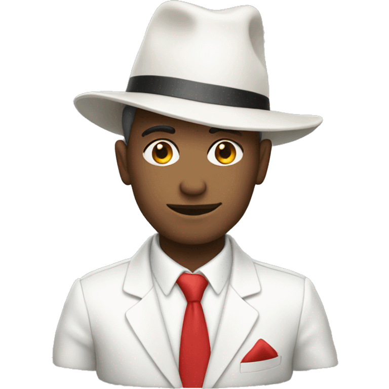 man with white and red suit wearing a hat  emoji