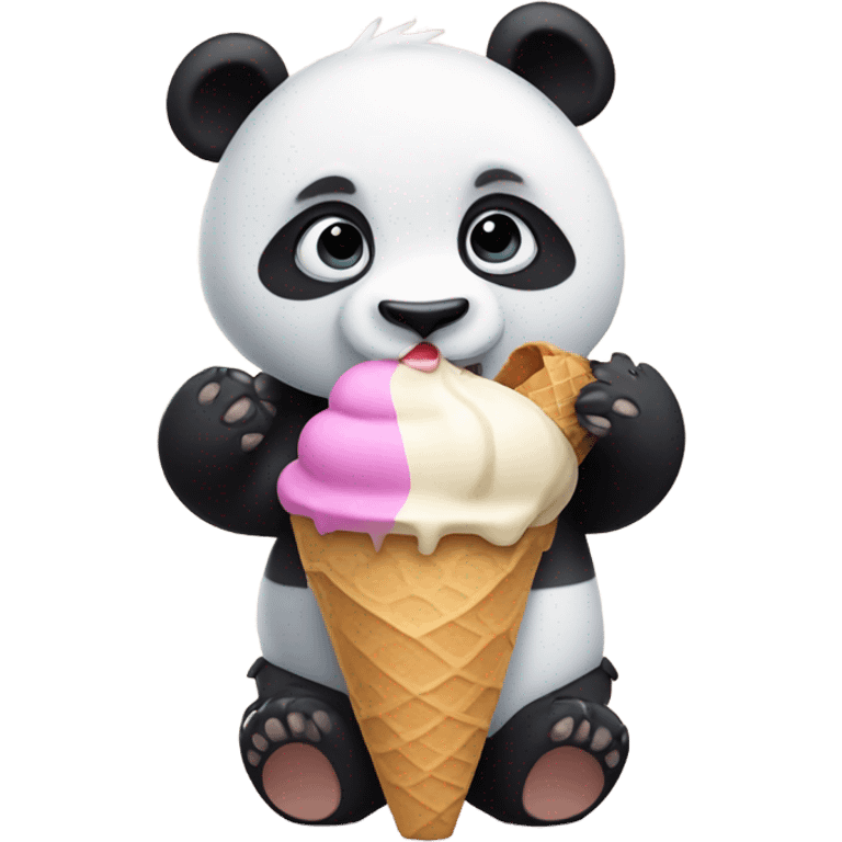 Panda eating ice cream emoji