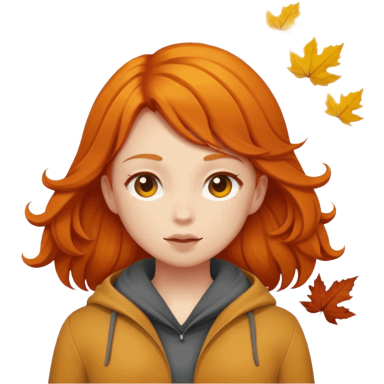 Ginger girl in fall emoji