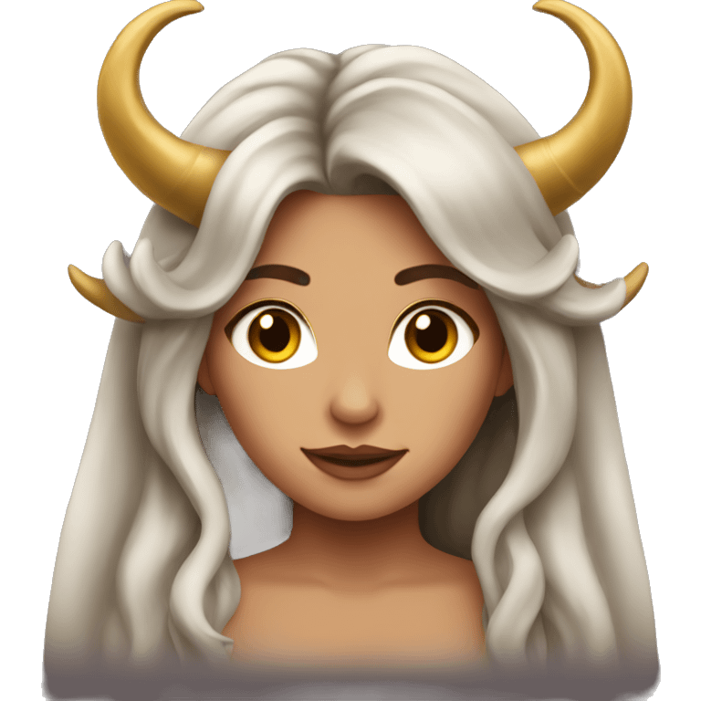 Brunette goddess with Long hair and horns  emoji