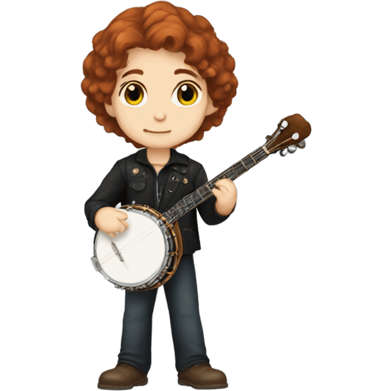 Vivaldi adult auburn hair chibi standing banjo  emoji