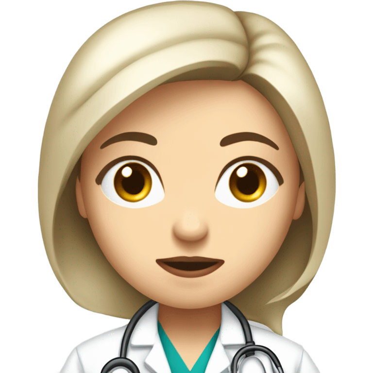 White woman doctor looking confused emoji