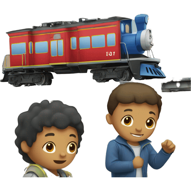 Train with two boys emoji