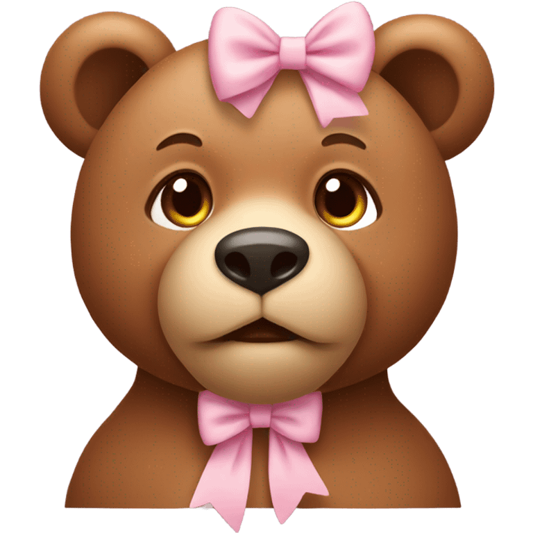 Brown bear emoji with light pink bow on ear emoji