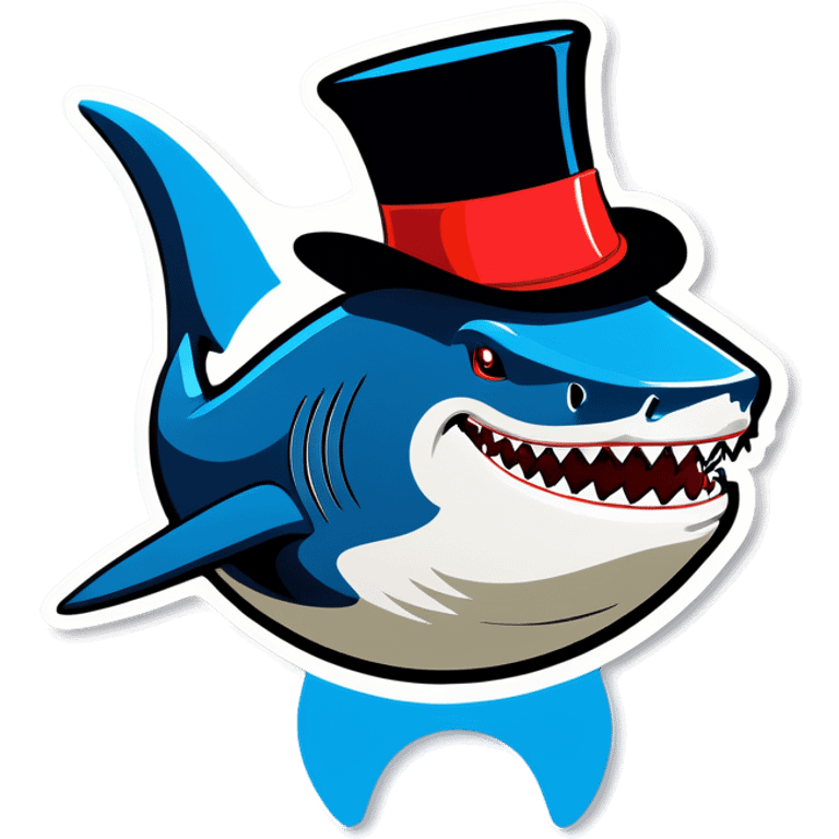 Shark with a top hat emoji