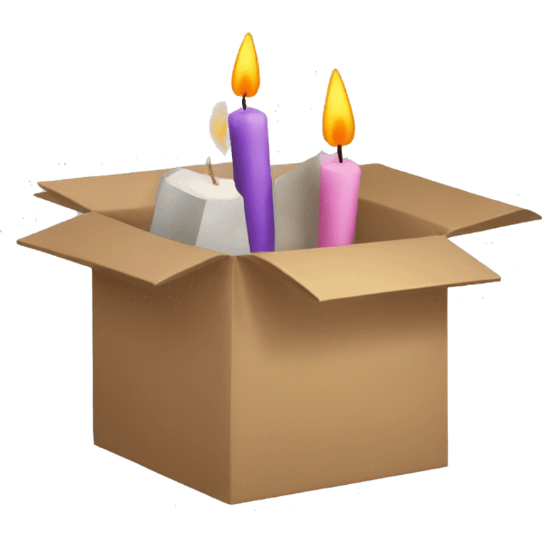 Box with materials for making candle emoji