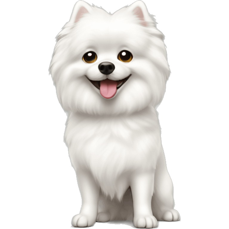 white spitz dog standing on hind legs and bichon emoji