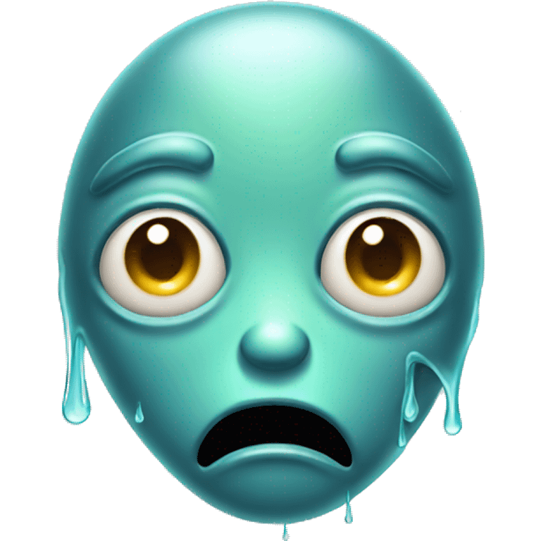 IOS alien emoji with tears running down face emoji