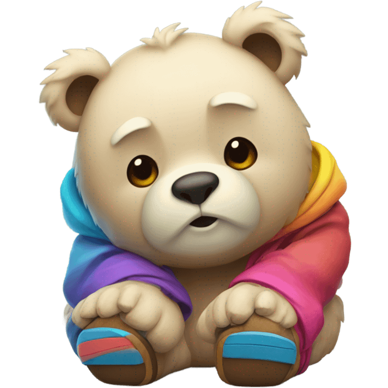 Sad bear wearing shoes emoji