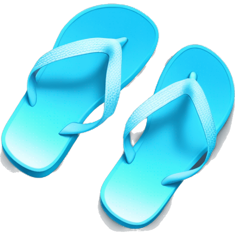 Realistic light blue gradient pair of summer flip flops isolated. emoji