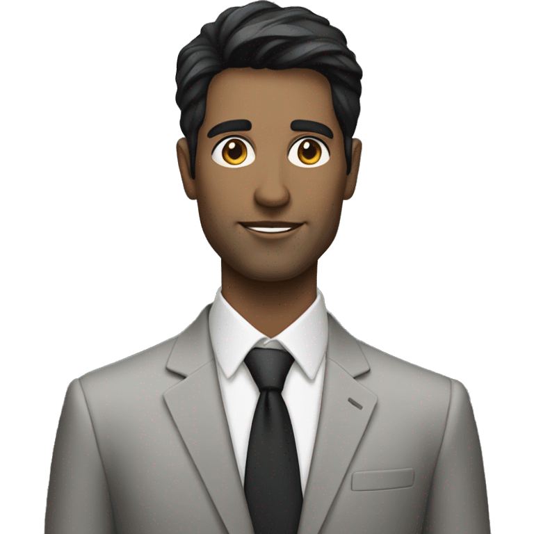 Dark haired male AI designer in suit emoji