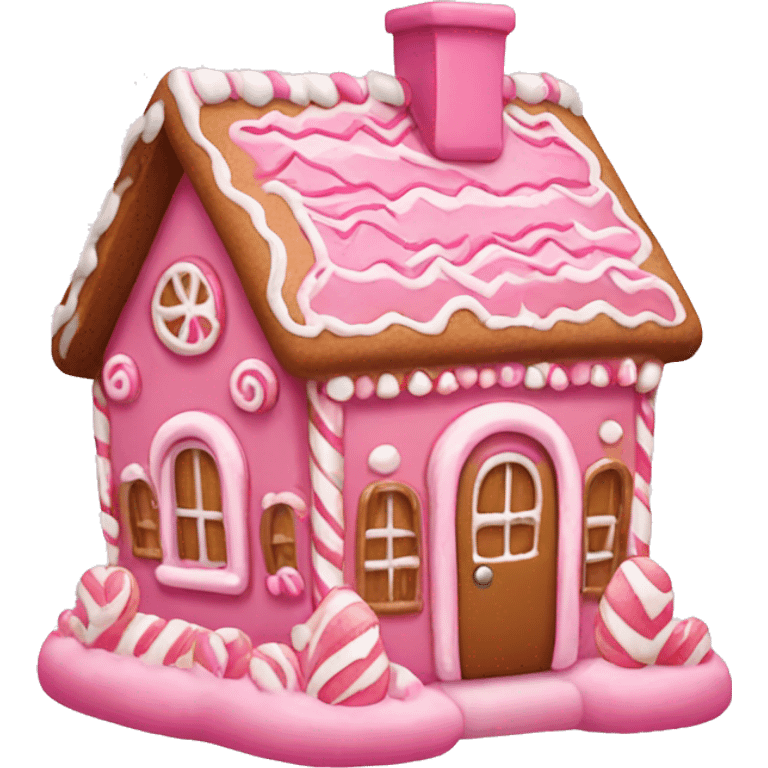 Pink Gingerbread Candy House emoji