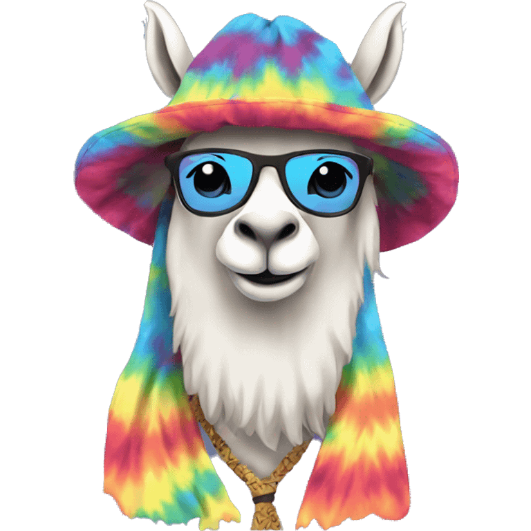 tie die tshirt wearing, hippie lama emoji