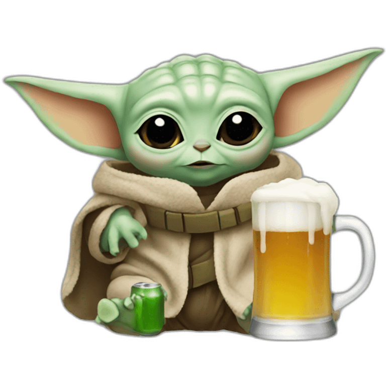 Baby yoda drink a beer emoji