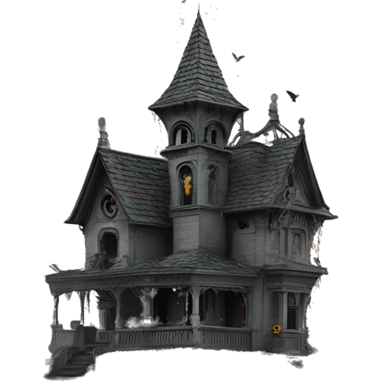 Haunting graveyard field Pre-Victorian ornate mansion birdhouse  emoji