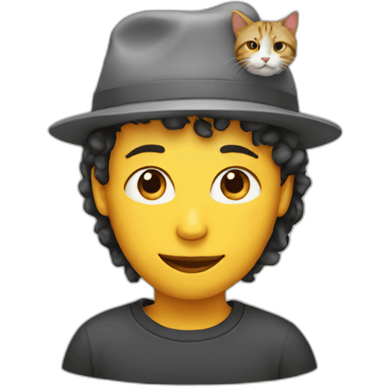 human with cat as a hat emoji